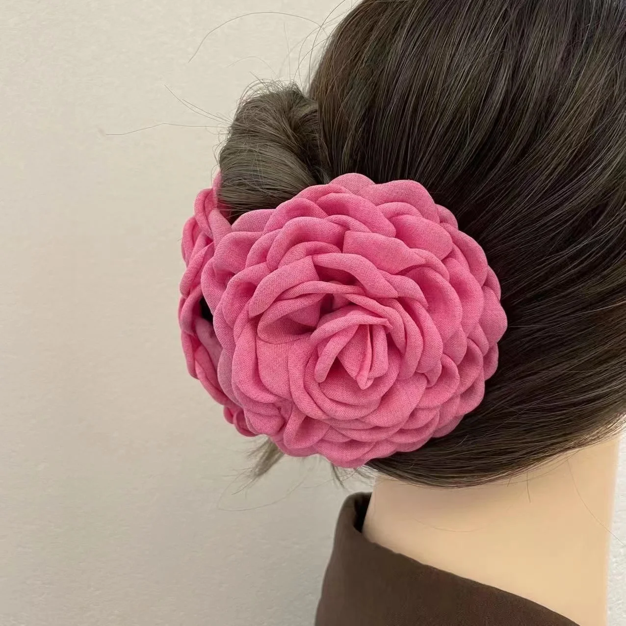 New Arrival 2024 Spring Unique Women Artificial  Rose Flower Big Hair Clips 10cm Sweet Fashion Clips Girls Hair Accessories