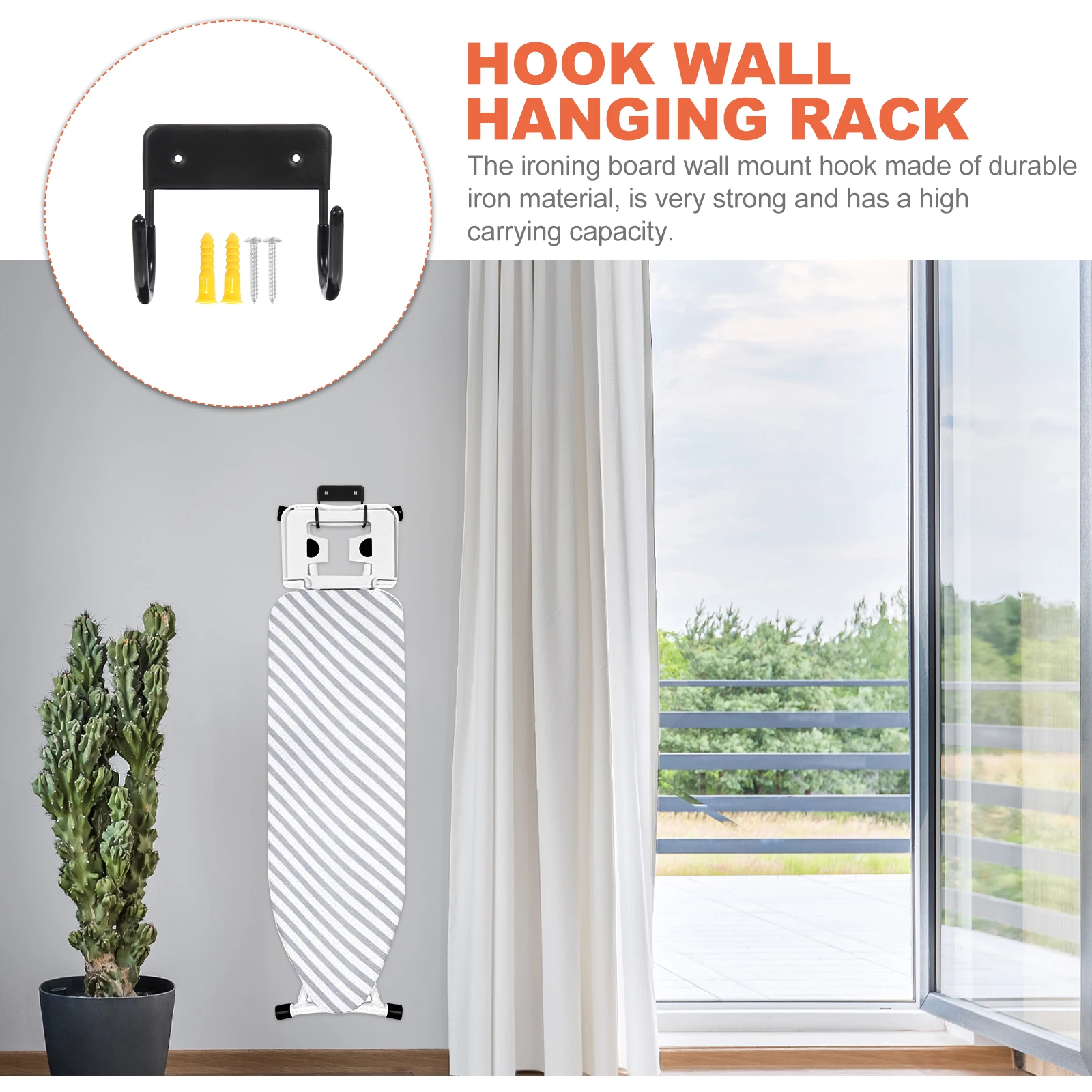 

Ironing Board Wall Mount Foldable Rack Black Thickened Material Household Hook Suitable Most Models Easy Use Long Life