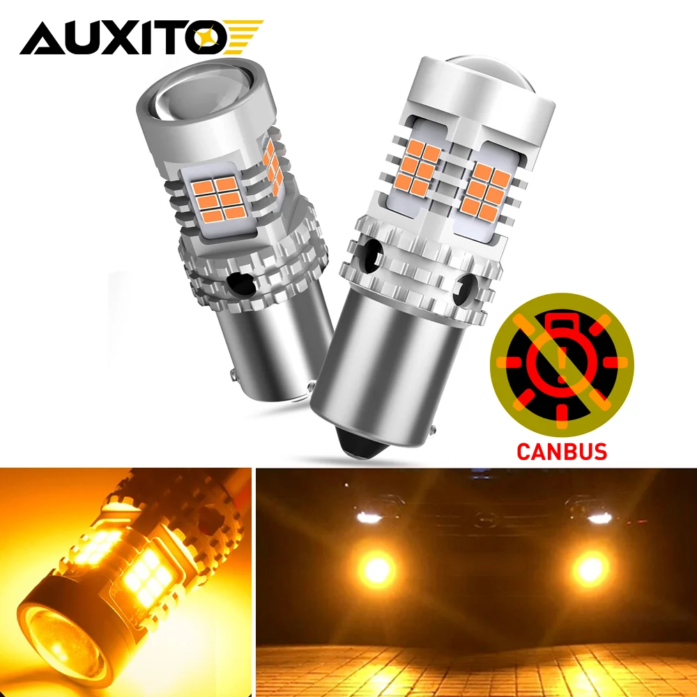 AUXITO 2x BAU15S PY21W LED Canbus Amber No Hyper Flash Car Turn Signal Lamp 1156 BA15S P21W W21W WY21W 7440 LED Indicator Light