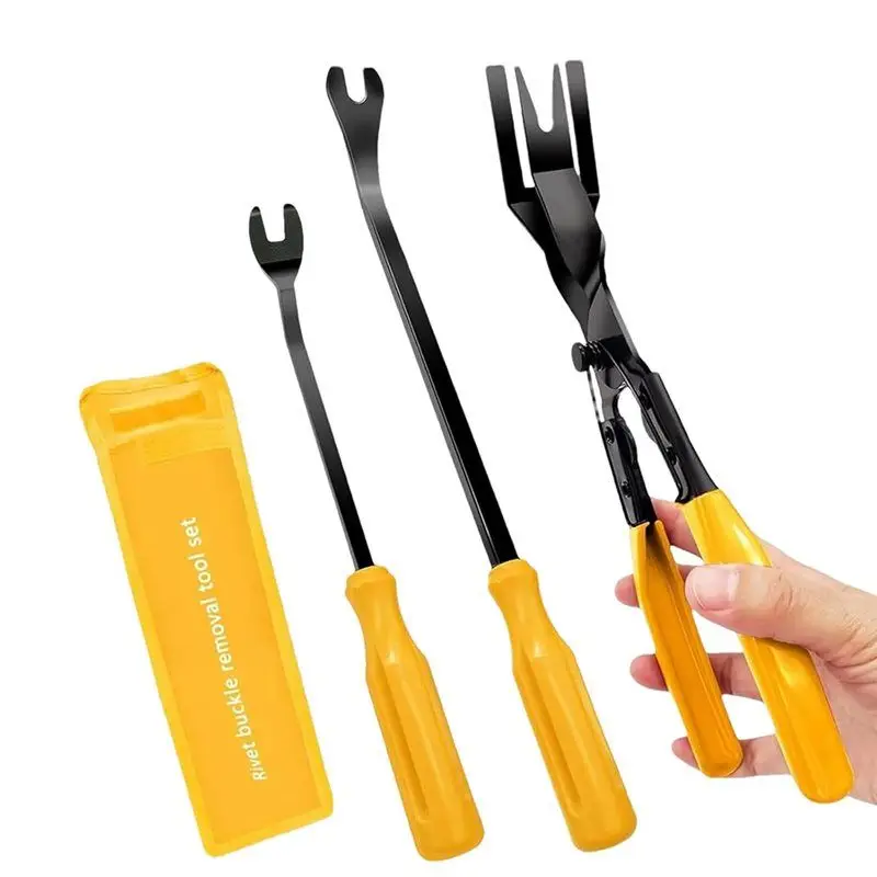 

B69C Auto Trim Removal Tool Kit- 3-Piece Panel Clip Pliers Set With Storage Bag For Car Upholstery, Dashboard