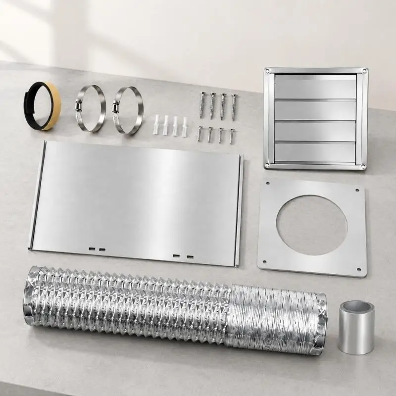 Household Wall Outlet Package with Flexible Duct and Exterior Cover for Dryer, Bathroom, or Kitchen Exhaust Routing 55KF