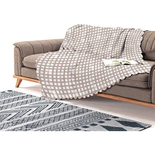 Realhomes Mink Ground Geometric Square Pattern Modern Chenille Sofa Cloth