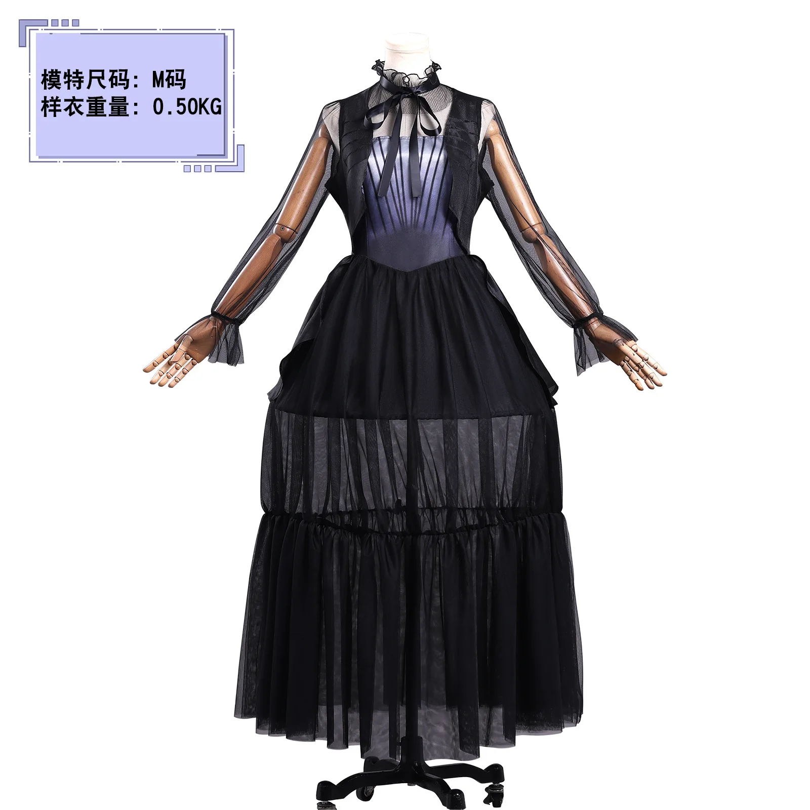 أزياء الهالوين موهير التأثيرية، فستان حفل قوطي أسود، شعر مستعار لحفلات الهالوين، أزياء تنكرية للحفلات للنساء والفتيات #1