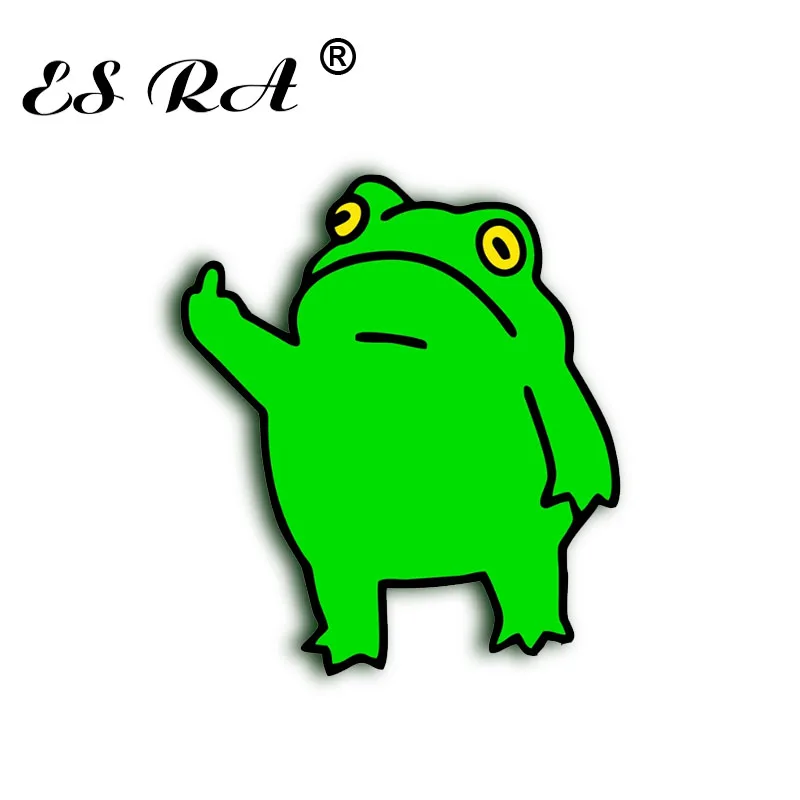

Cute And Funny Little Green Frog Decals Middle Finger Gesture Reflective Stickers Car Window And Body Waterproof Pegatinas