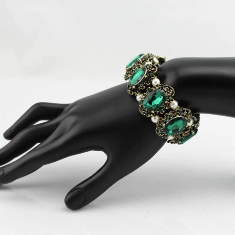 quality Golden green crystal stone bohemia R setro s style bracelets fashion jewelry women weddinglovers gift brand