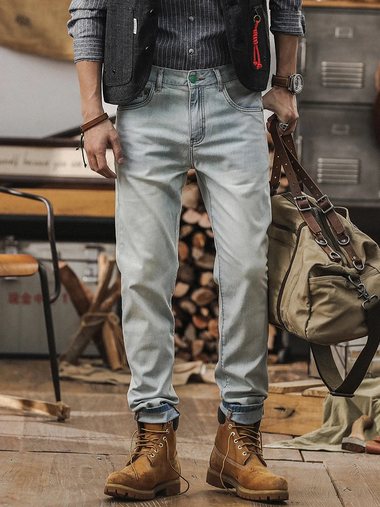 

Slim Fit Casual Jeans Men's Summer Thin Denim Pants American Vintage Sle Youthful Wear Resistant Straight Leg Trousers