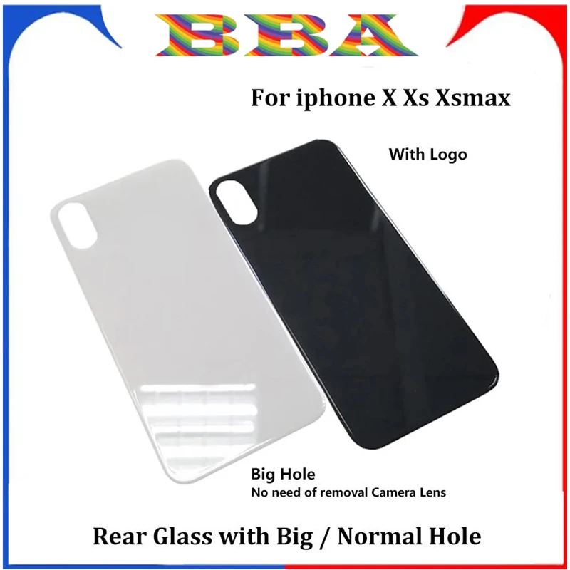 3Pcs OEM Large Hole Rear Glass Battery Cover for iPhone 15 13 12 14 Mini 11 PRO MAX 8 PLUS, X, XR, Xsmax High Quality Glass