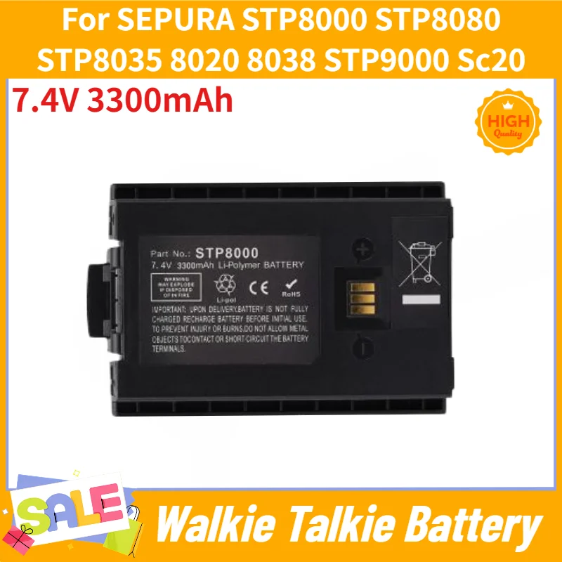 STP8000 High Quality 7.4V 3300mAh Walkie Talkie Battery for SEPURA STP9000 STP8080 STP8035 8020 8038 Sc20 Replacement Battery