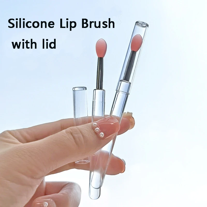 Portable Silicone Lip Brush With Cap Lipstick Brush Smudge Stick Lip Makeup Brush Eye Shadow Brush Applicator Cosmetic Tools