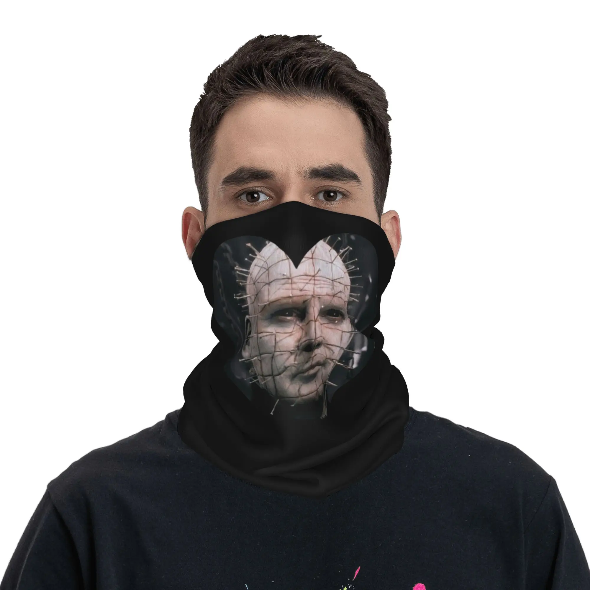 

Pinhead Hellraiser Heart in Color Bandana Neck Gaiter Printed Wrap Scarf Balaclava Hiking Fishing Unisex Adult Washable