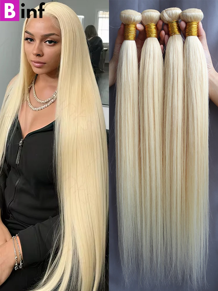 # 613 شعر بشري أشقر العظام حزم من شعر طبيعي مفرود 1 2 3 4 حزم البرازيلي 100% نسج على شكل شعر إنسان حزم الشعر البشري الخام #1