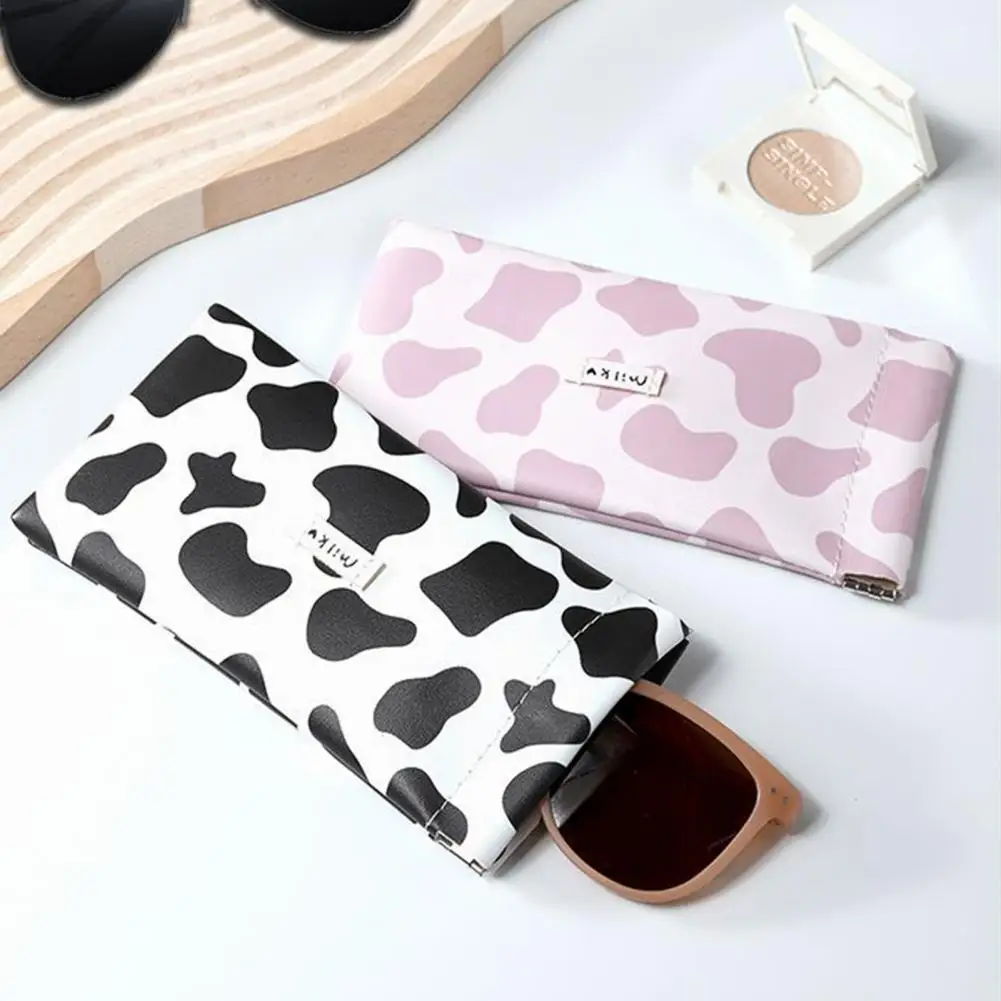 

Cute Cartoon Leather Cow Glasses Bag Waterproof Sun Glasses Pouch Eyewear Makeup Brushes Data Cables Storage Bags Makeup Bag