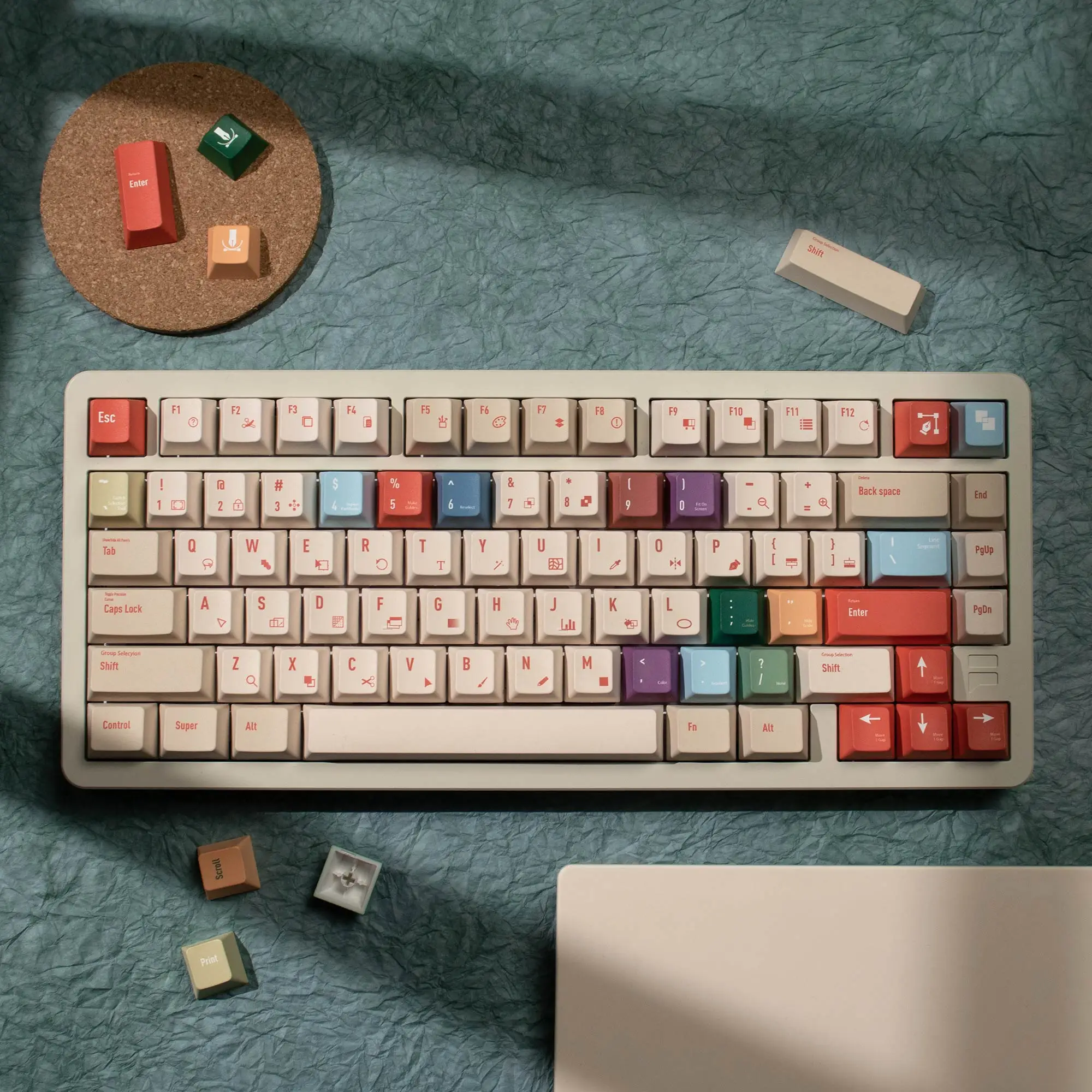 AI Illustrator Keycaps DYE-SUB Cherry Profile PBT Keycap Colorful For 61/64/68/84/87/100/104/108 Mechanical Gaming Keyboard