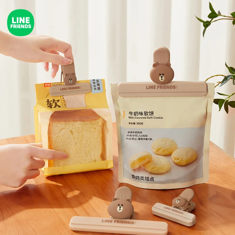 LINE FRIENDS New Brown Food Sealing Clip Kitchen Household Fresh-keeping Bag Snack Clip Moisture-proof French Fries Sealing Clip