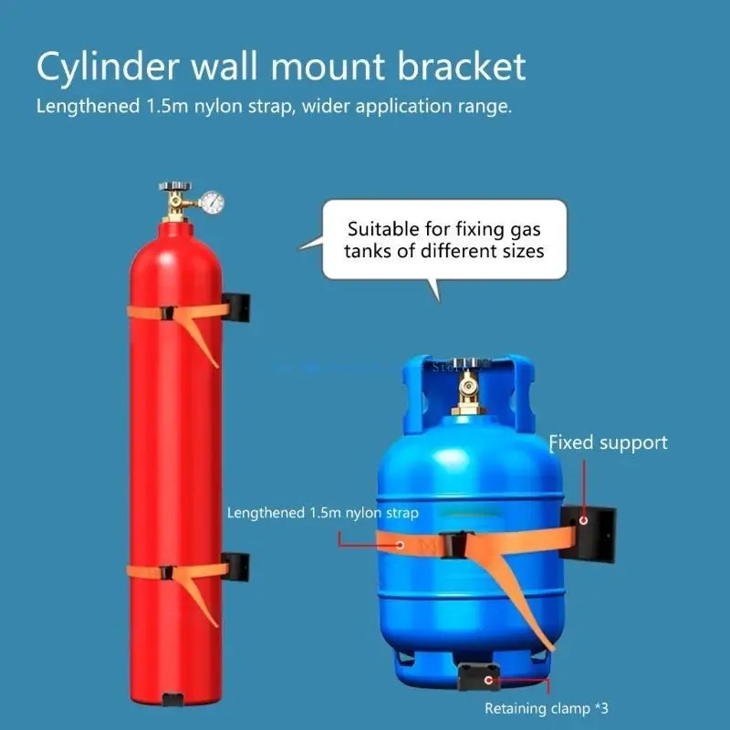 Y9UC สายไนลอนแบบปรับได้รองรับขายึดถังแก๊สสำหรับรถบ้านเคลื่อนที่ การปรับง่าย ความทนทาน การผจญภัยแคมป์ปิ้งกลางแจ้ง