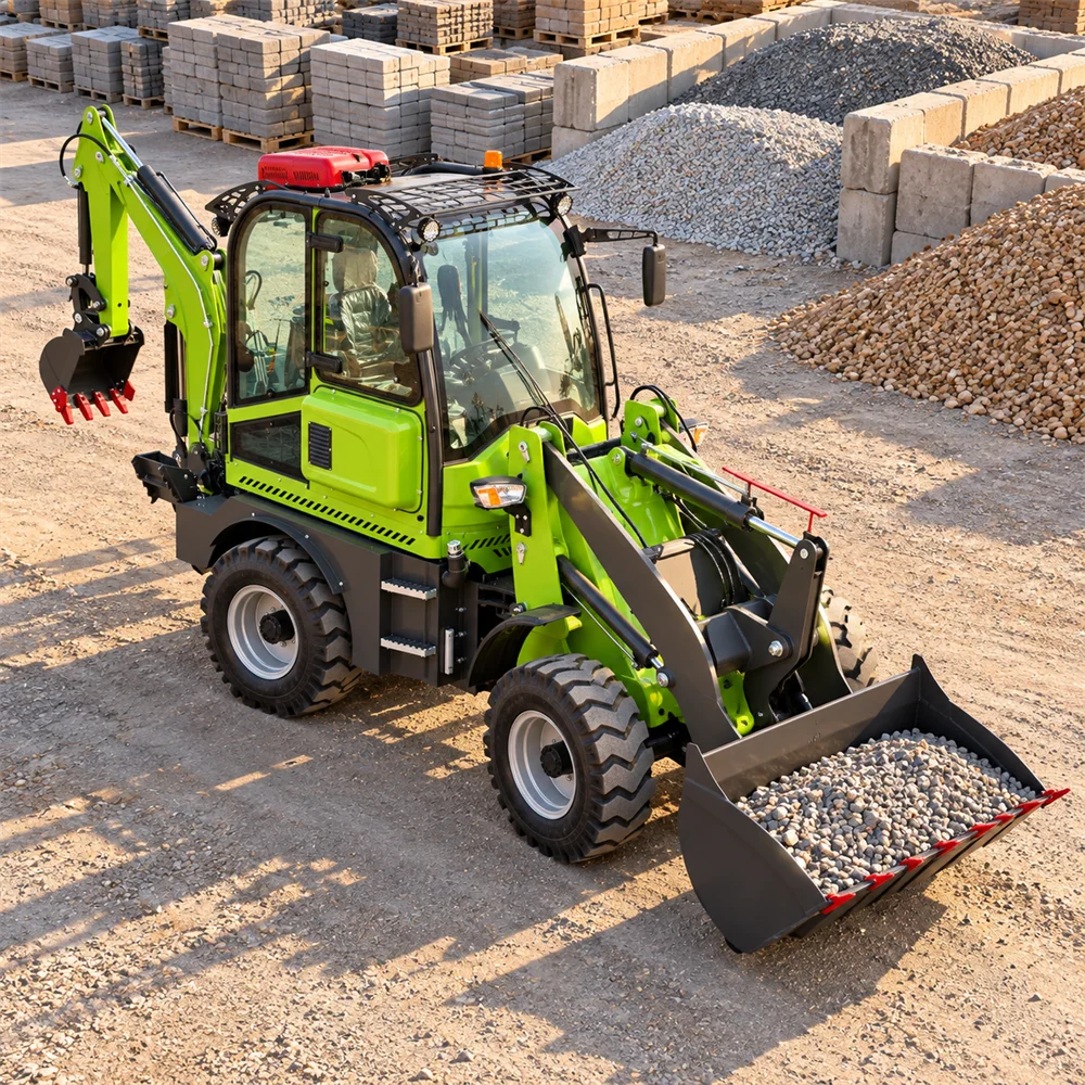 42kW Compact Backhoe Loader Articulated Backhoe Loader with 0.6m³ Front Bucket for Contractors