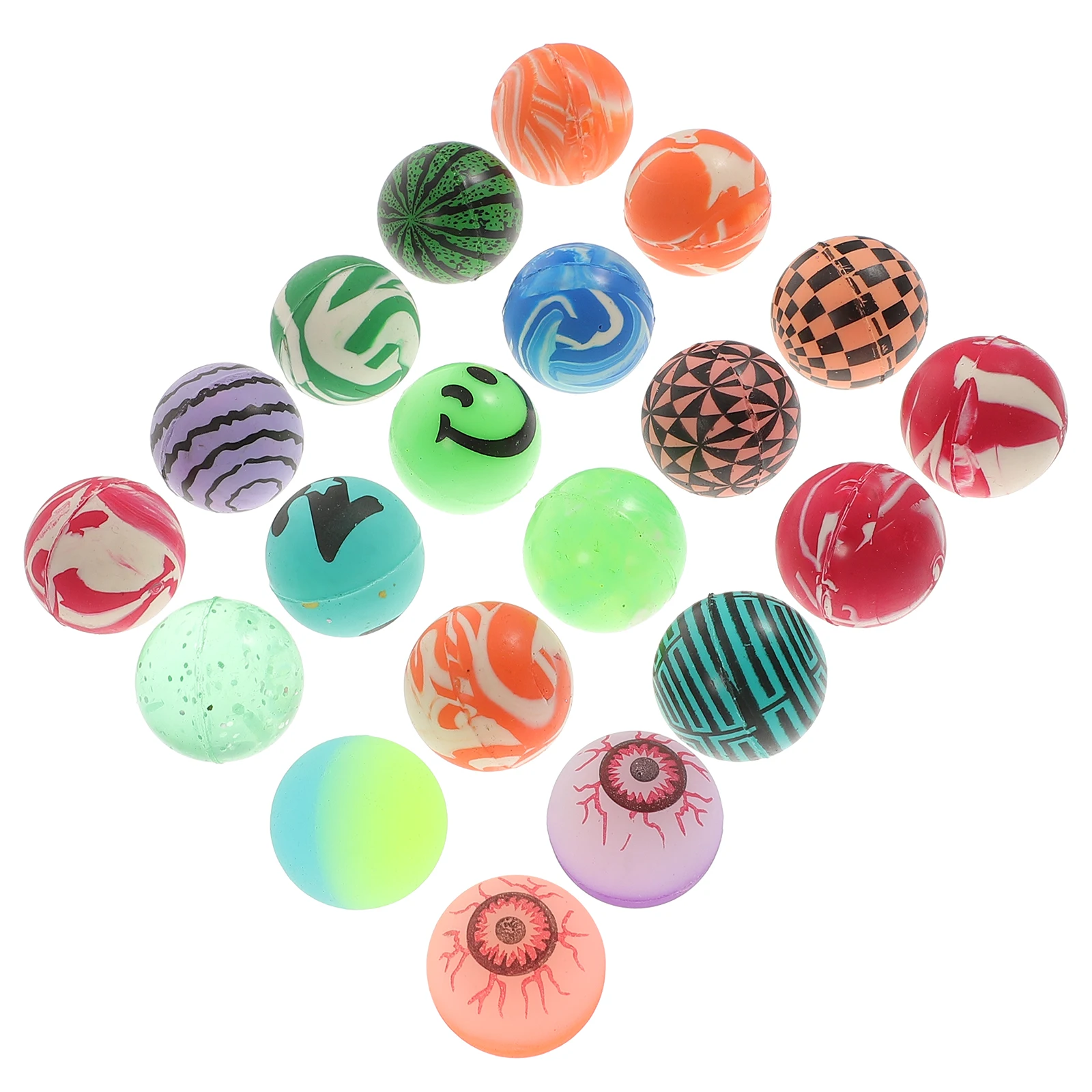 20 Stuks Kleurrijke Elastische Bounce Ballen Oogbol Patroon Zachte Springen Ballen Voor Kinderen Spelen Buiten Springen Bal Spelen bal Speelgoed