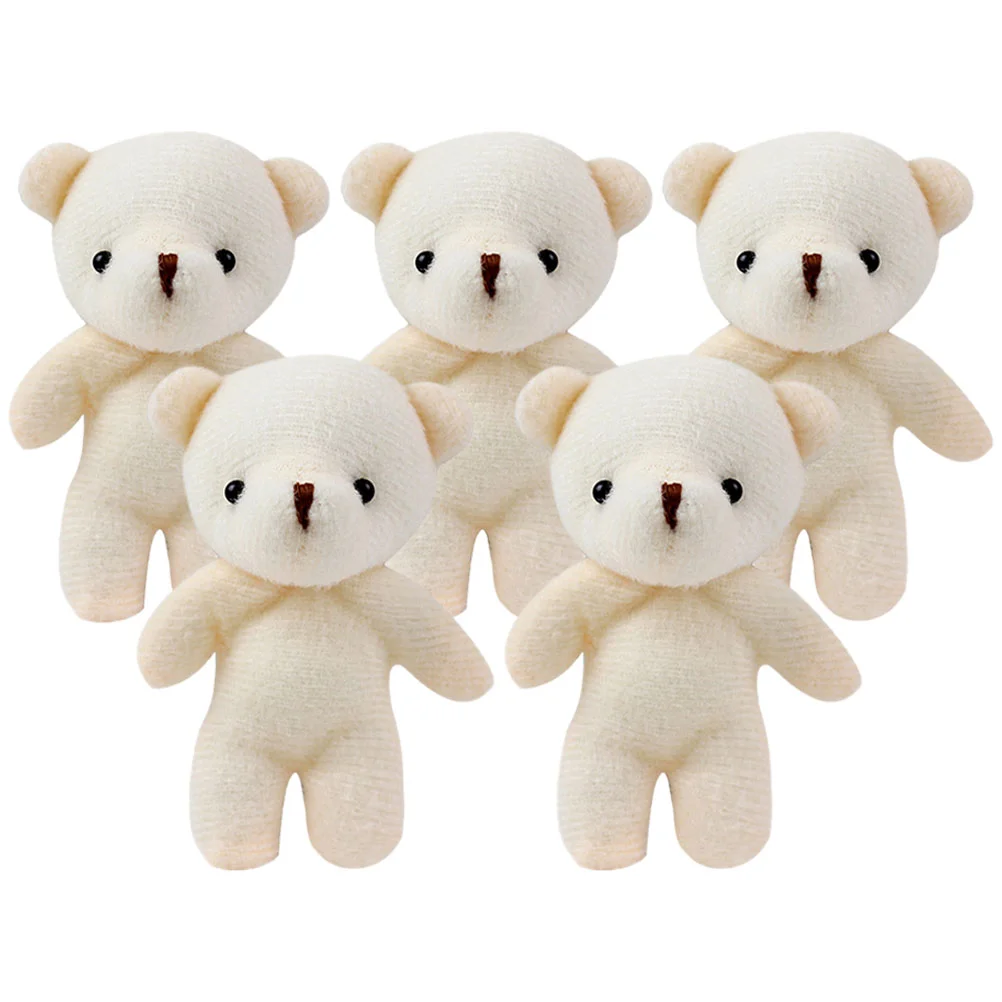 

5 Pcs Toys for Girls Mini Bear Stuffed Tiny Cute Hanging Little Beige Child