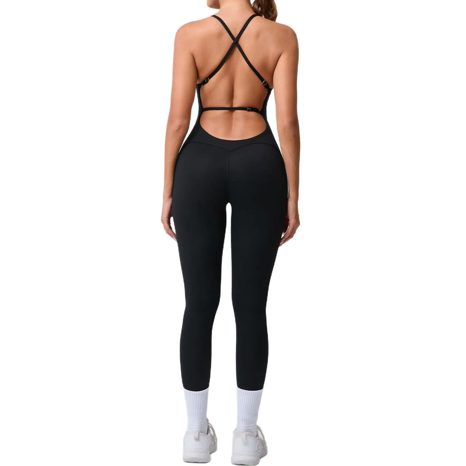 2025 New Sexy Back Cross Straps Beauty Back Peach Hip Women Training Yoga Suit Women Sports  Fitness Rompers Stretch Workout Gym image 6