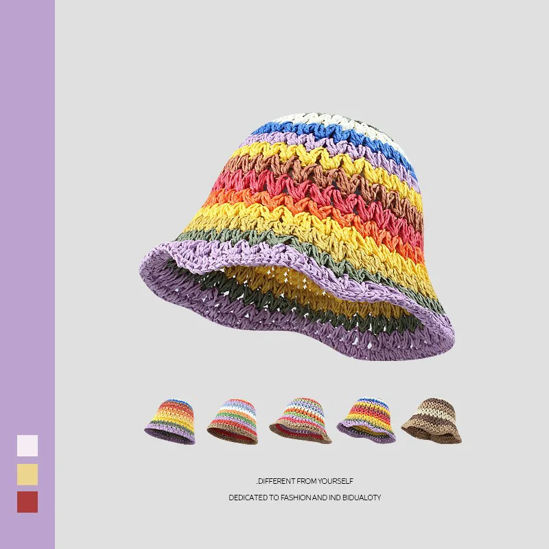 1 Stück klassischer Strohgeflecht-Hut für Damen, Sommer-Sonnenhut mit Wellenrand, vielseitiger Fischerhut, UV-Schutz, geeignet für Strandreisen