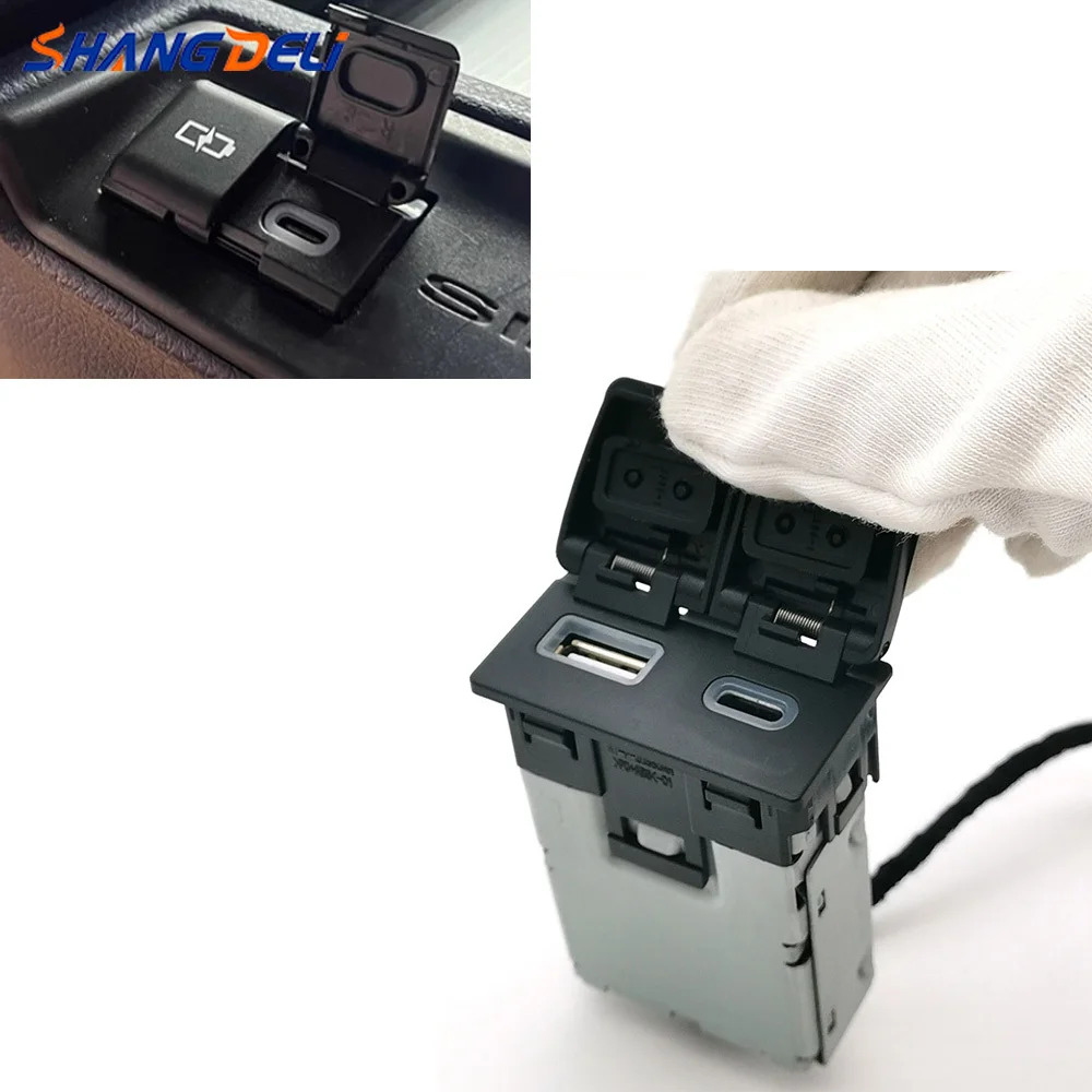 

Белый светодиодный автомобильный двойной QC3.0 USB Type-C PD интерфейс зарядки телефона розетка для Toyota RAV4 Wildlander 2020-2024