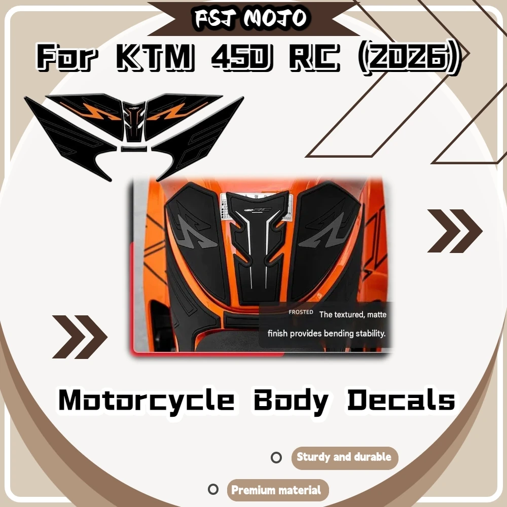 For KTM 450RC 2026 Rubber Body Tank Protective Sticker Weather‑Resistant Shock‑Absorbing Anti‑Abrasion Decals Mod Accessories
