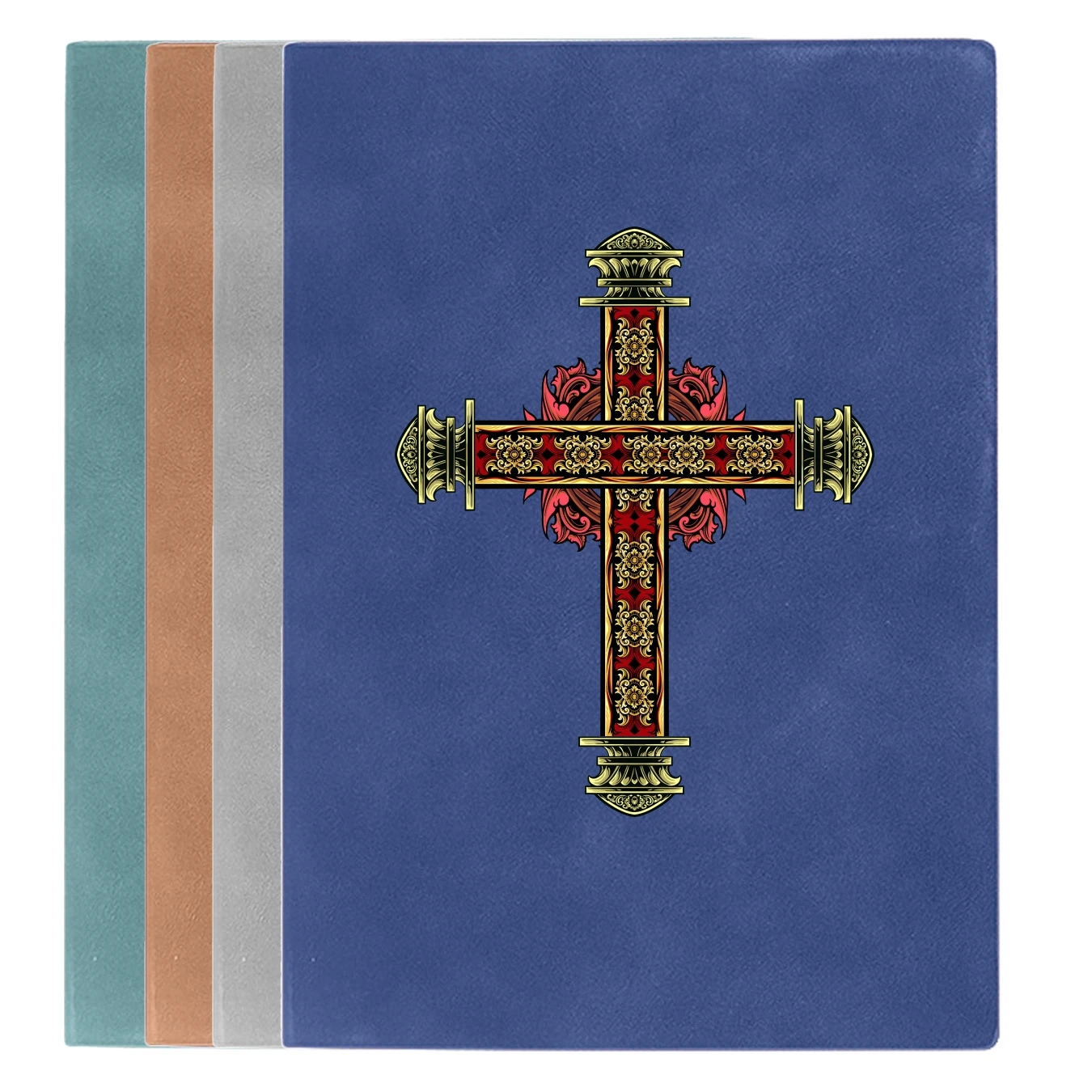 Vintage Leather Business Notebook with Floral Cross Pattern, Refillable Journal for Office, Meeting, Study, Gift, Personal Diary