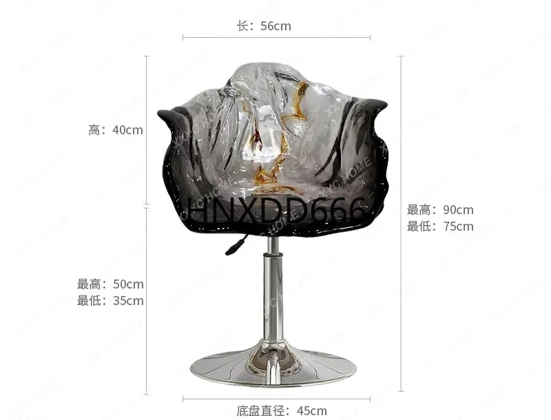 

Light Luxury Petal Transparent Chair Adjustable Rotating Advanced Restaurant Home Office Bar Stool