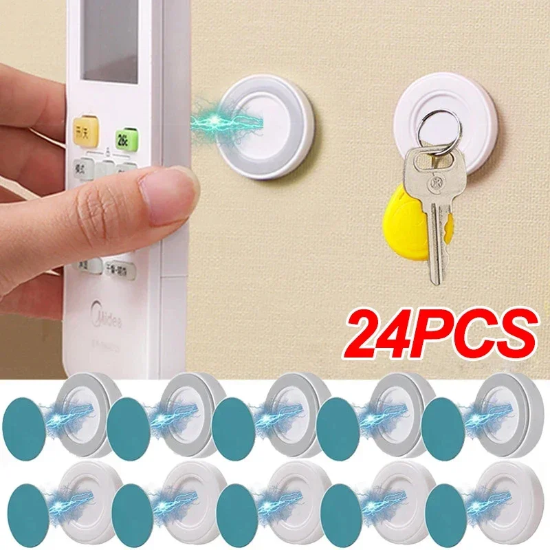 24Pcs Anti-Lost Magnetic Hooks Wall Mounted Strong Magnet Holder for Remote Control Fridge Sticker Storage Hook Home Organizer