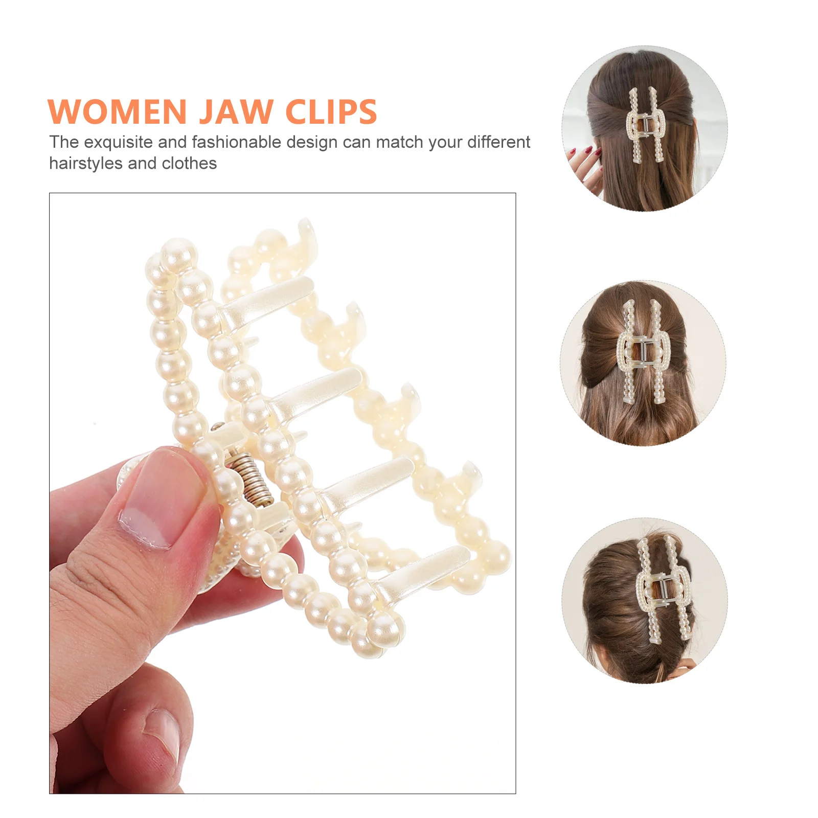 

4pcs Pearl Clips Acrylic Women Hairpin Clamps For Daily Wear Shower Tying Decor Hair Accessory Hair Accessory