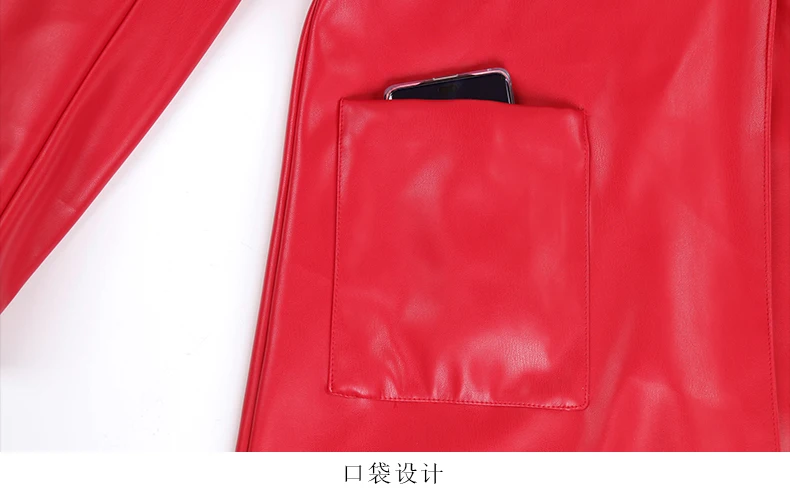 Nerazzurri Spring Autumn Long Red Soft Pu Leather Trench Coat for Women Pockets Sashes Luxury Elegant Chic Stylish Overcoat 2023