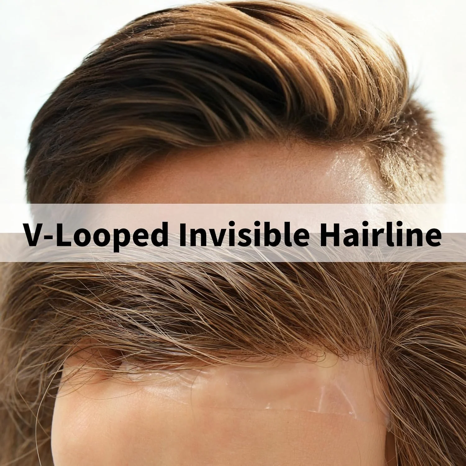 0.03mm Ultra Thin Skin Toupee for Men V-loop Knotless Human Hair Replacement System Medium Brown Color 18# 8x10 Size Straight Hair