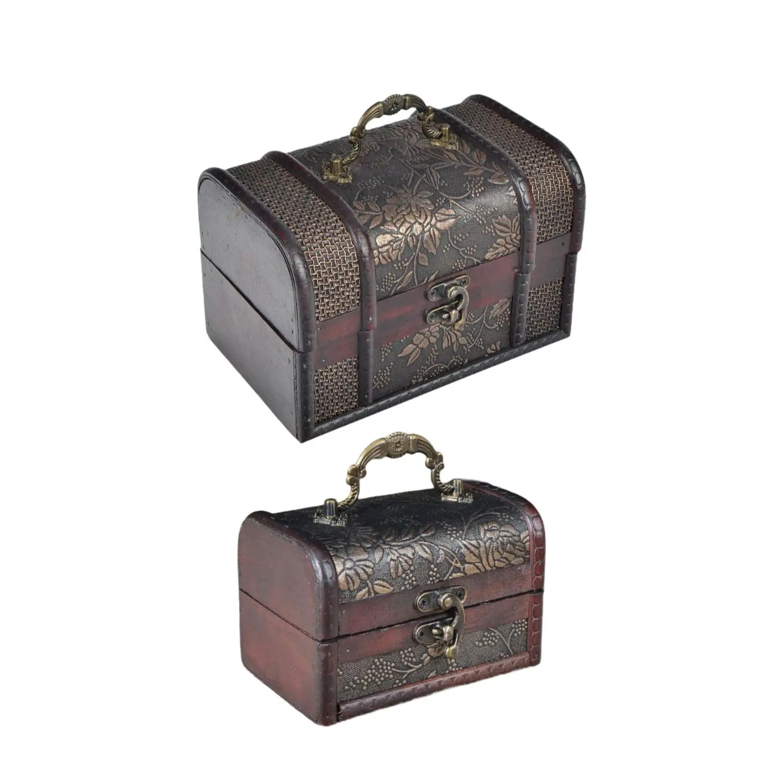 Jewelry Box Trinket Box with Lid Storage Wooden Treasure Chest Decorative Box for Pendants Body Jewelry Birthday Women Men