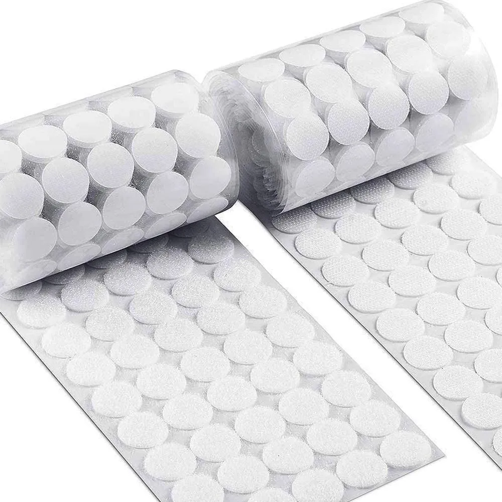 10mm 250 Pairs Diameter Hook Self Adhesive Fastener Tape Dots White Hook Loop Sticker Round Strong Transparent Ultra-thin Tap