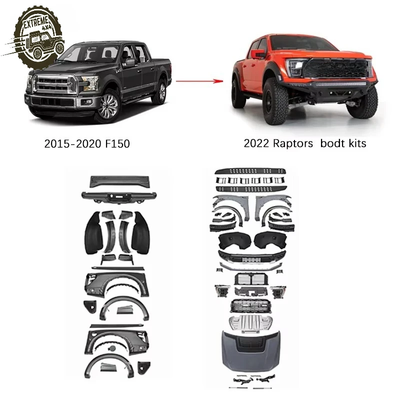 Kit de Carrocería Facelift para Ranger 2015-2020, Actualización a F150 2022 con Kit de Faros Delanteros y Parachoques Trasero para Ranger Raptor para Camioneta