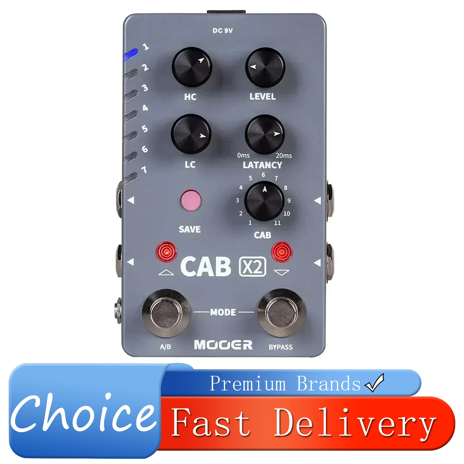 Pedal de Efectos para Guitarra MOOER CAB X2, Simulación de Gabinete IR Estéreo, 14 Presets, 11 IR de Fábrica, Doble Canal, Accesorios para Guitarra