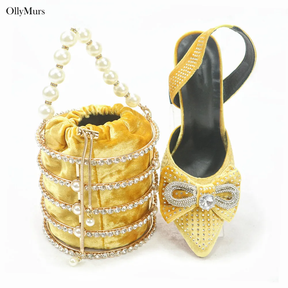 

Hot Sale Elegant High Heels Sandal Shoes And Bag Set Fashion Newest Woman Pumps Shoes And Bag To Match Set For Evening Party