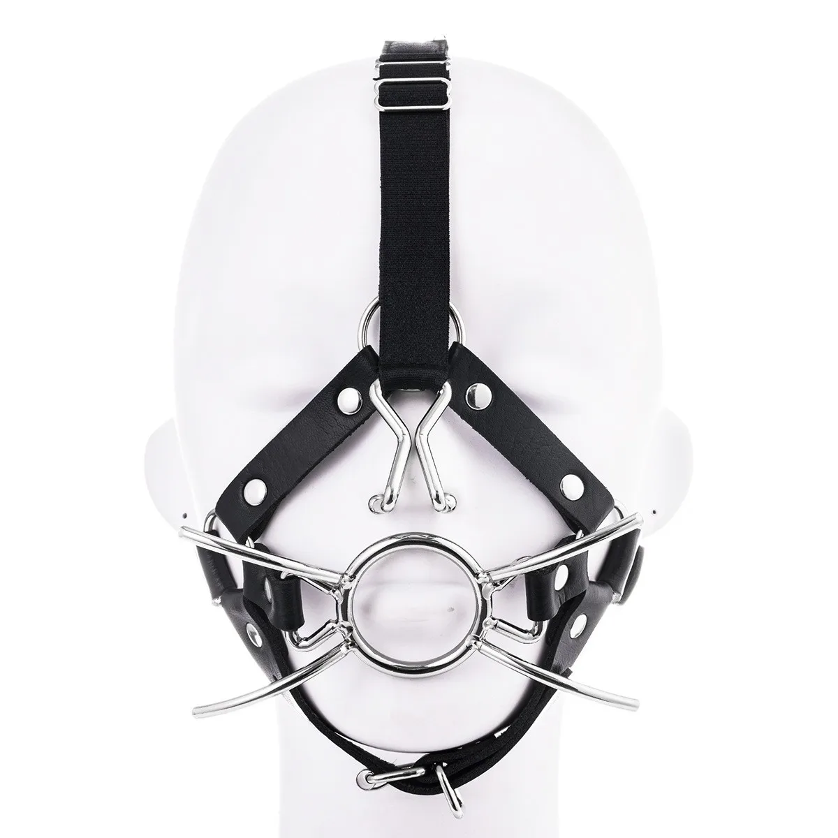 Adult Leather Head Bondage Harness Hood Mask with Metal Restraint Nose Hook Erotic Gadget for Couple BDSM Interactive Sex Toys - Image 5