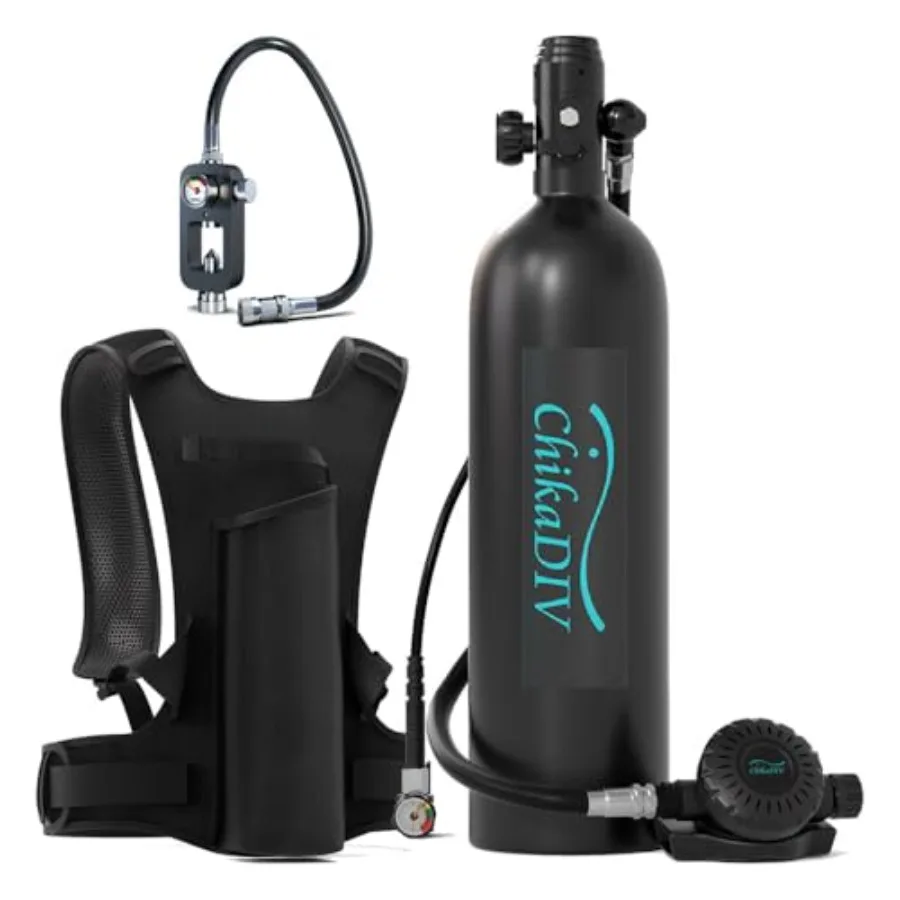 

Scuba Tank Lung Tank for recreational freediving, aluminum alloy, black, 1.9L 3000PSI with carry bag, 30-35 min air supply