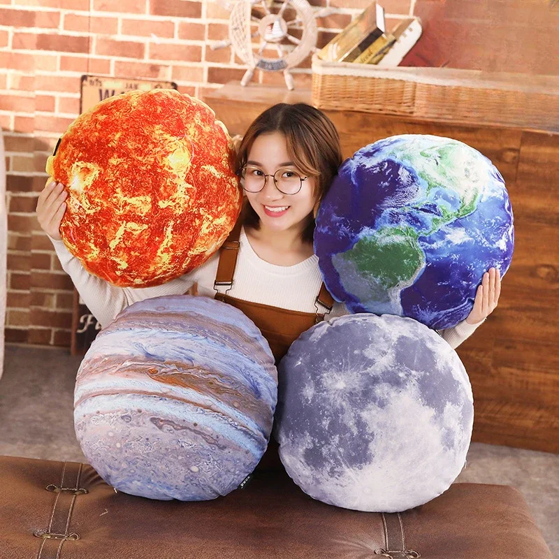 3D Earth and Moon Planet Style Cushion with Realistic Cushion Plush Toy Jupiter Rest Pillow