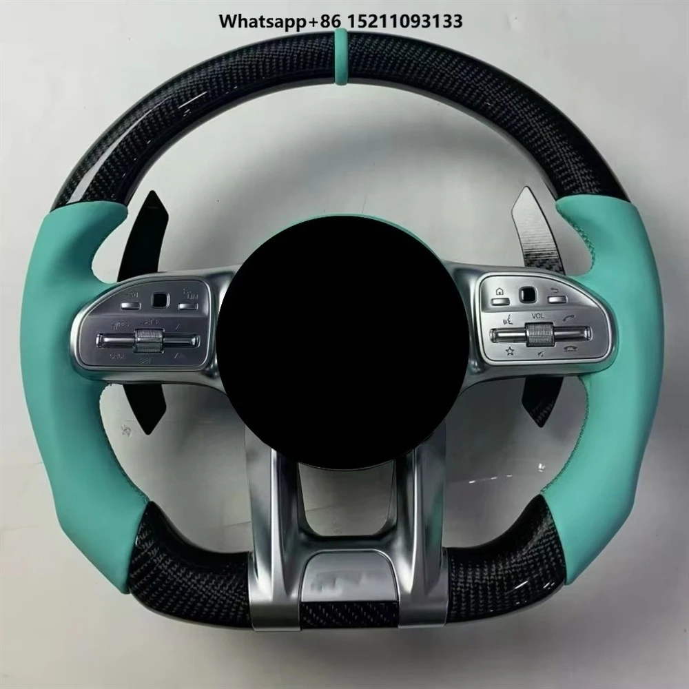 3 Yoke Steering Wheel - Real Carbon Fiber Customized Sports Design with White/Black Leather Upgrade
