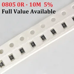 200pcs SMD Chip Resistor 0805 5% 0R~10M 10K Ohm 10R 100R 220R 330R 470 Ohm 1K 2.2K 10K 100K 0R 1R 2/3/4/5/6/7/8/9/R/K Kit