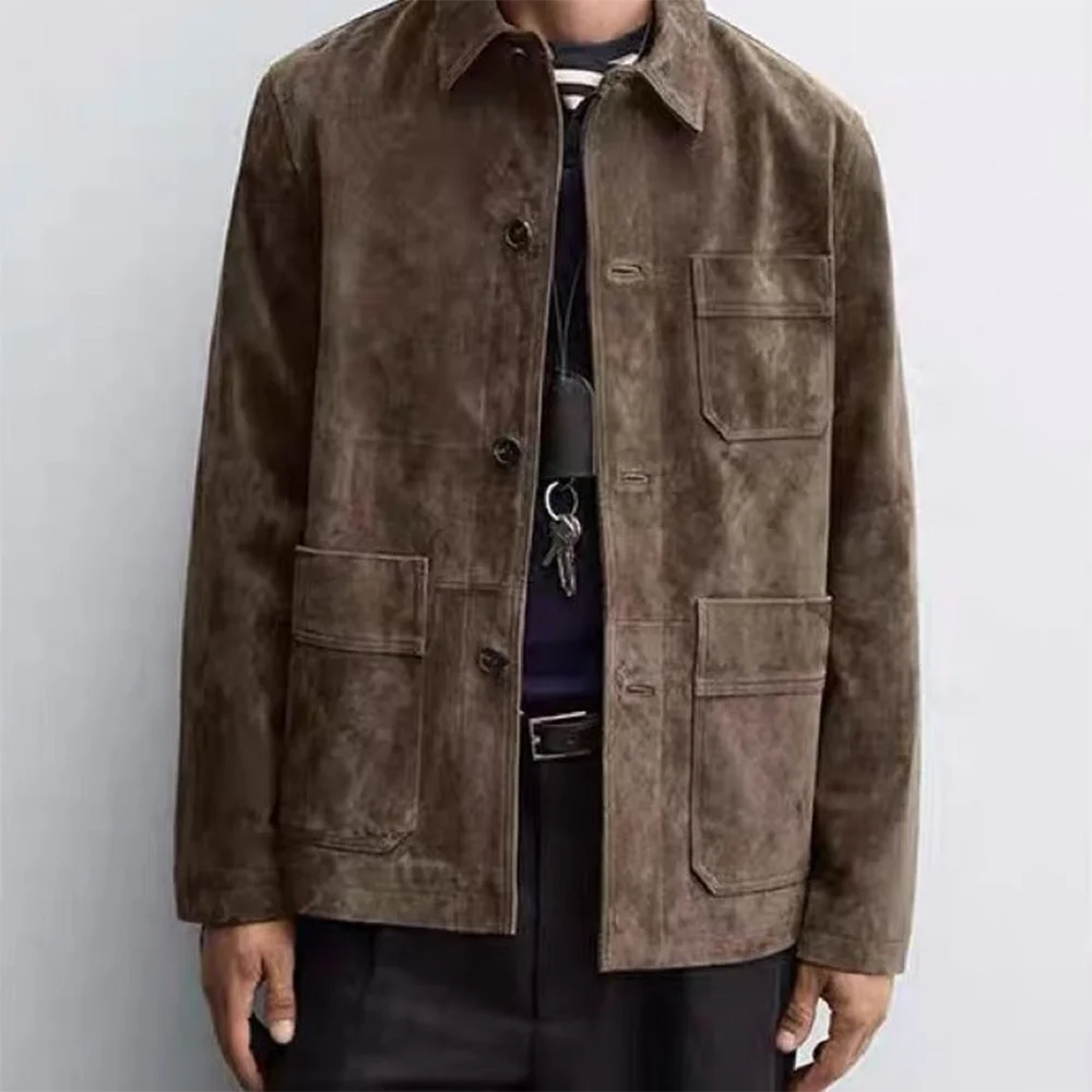 Winter Men's Solid Color Long-Sleeve Workwear Jacket American Retro Fashion Trendy High Street Loose Casual Simple Men's Top