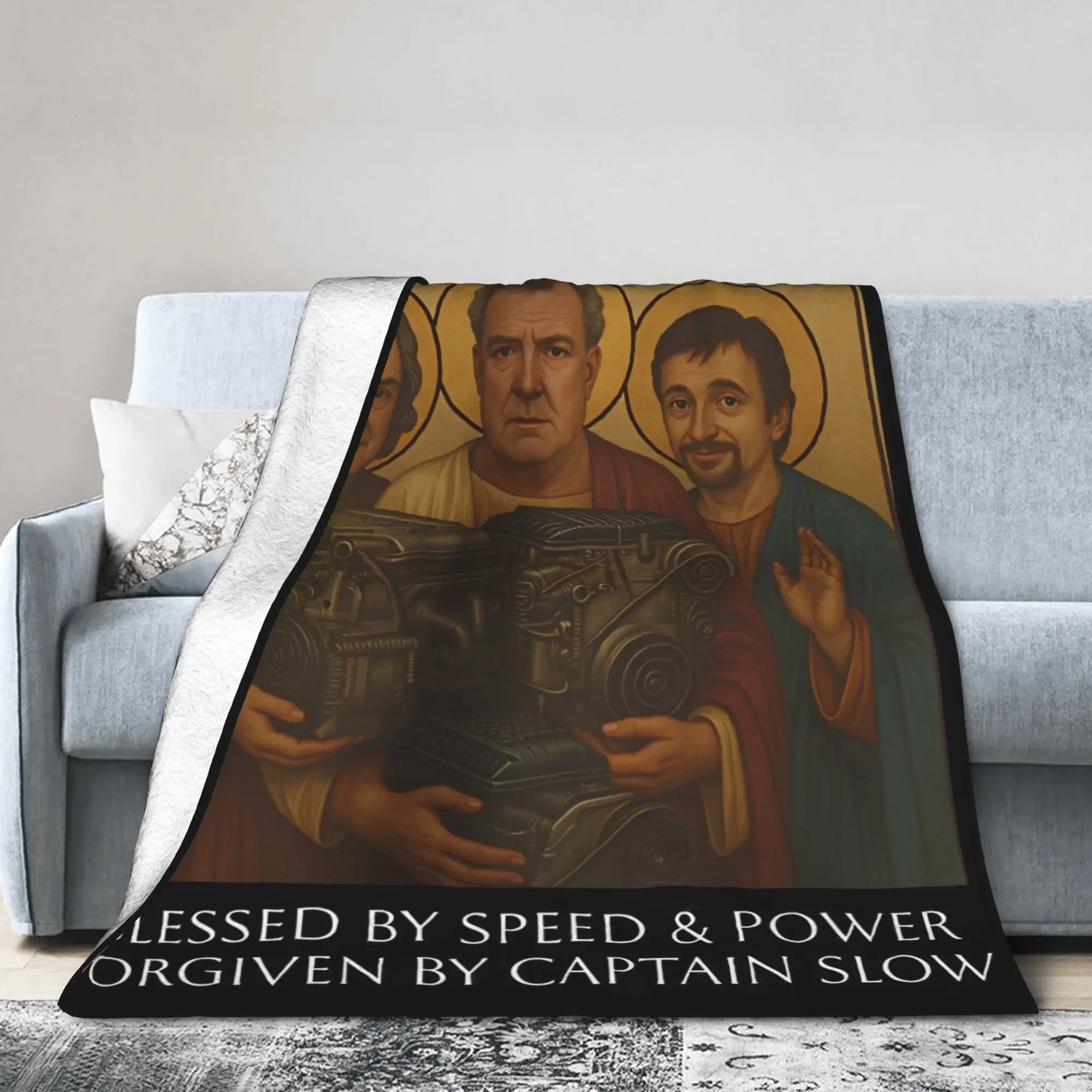 Jeremy Clarkson Electric Motors Blankets Hammond May Flannel Throw Blanket Airplane Travel Personalised Ultra-Soft Warm Bedsprea