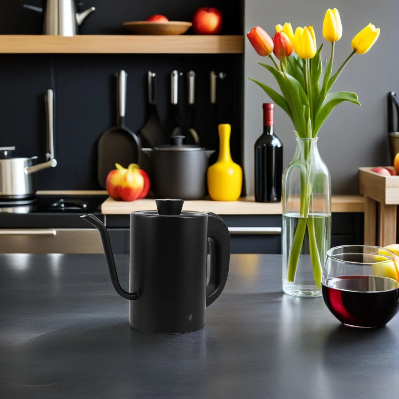 

Stainless Steel Gooseneck Electric Kettle 800Ml Retro Design Fast Boiling Electric Coffee Pot Kettle Tea Pot