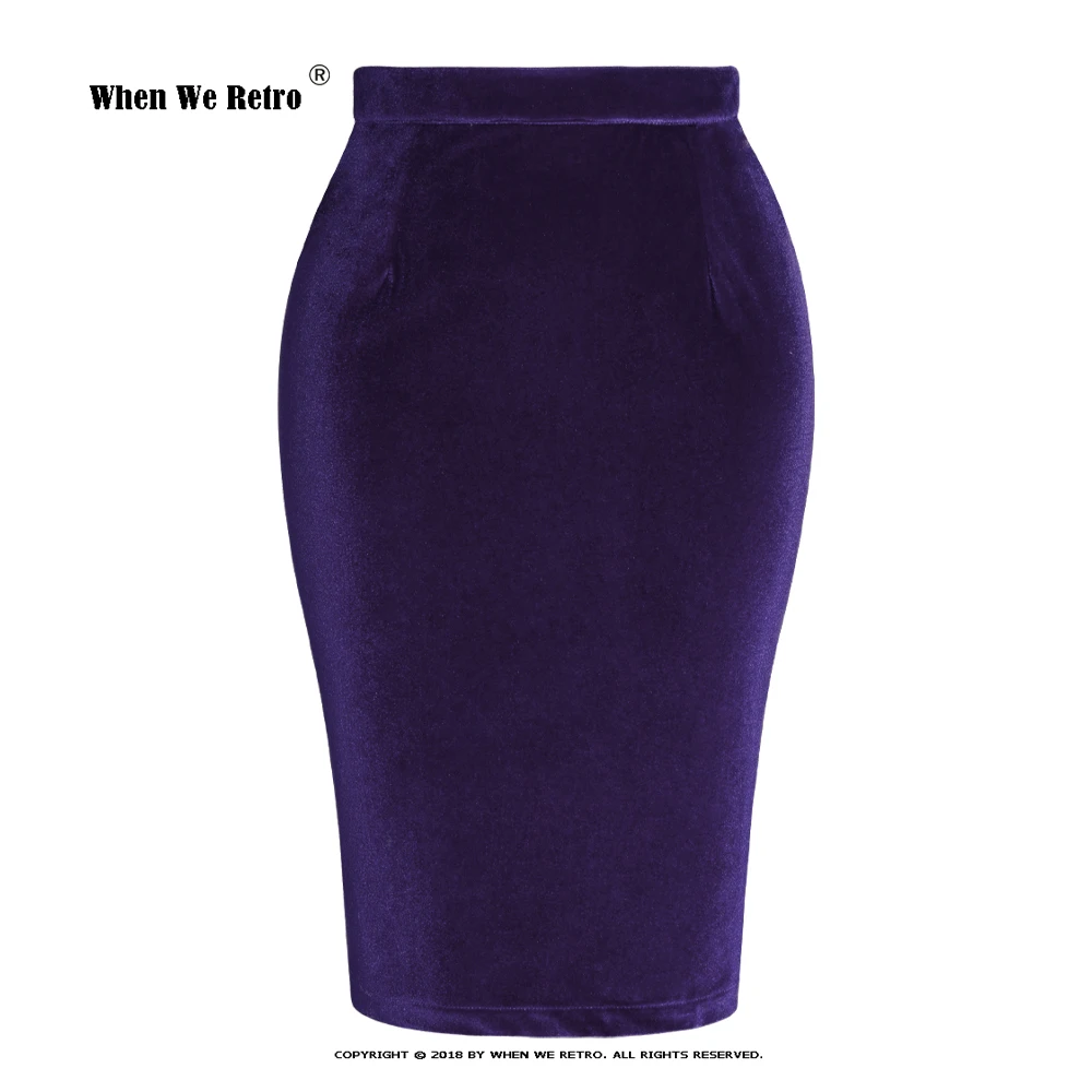 

High Waist Autumn Pencil Skirt Bodycon Slit Stretchy Sexy Velvet Bandage Skirts Female Slim Fit Falda Jupe Femme SS0028