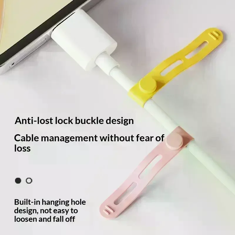 10 PCS Creative Silicone Cable Organizer Data Cable Headphone Cable Storage Charging Cable Sorting Multifunctional Winder Strap