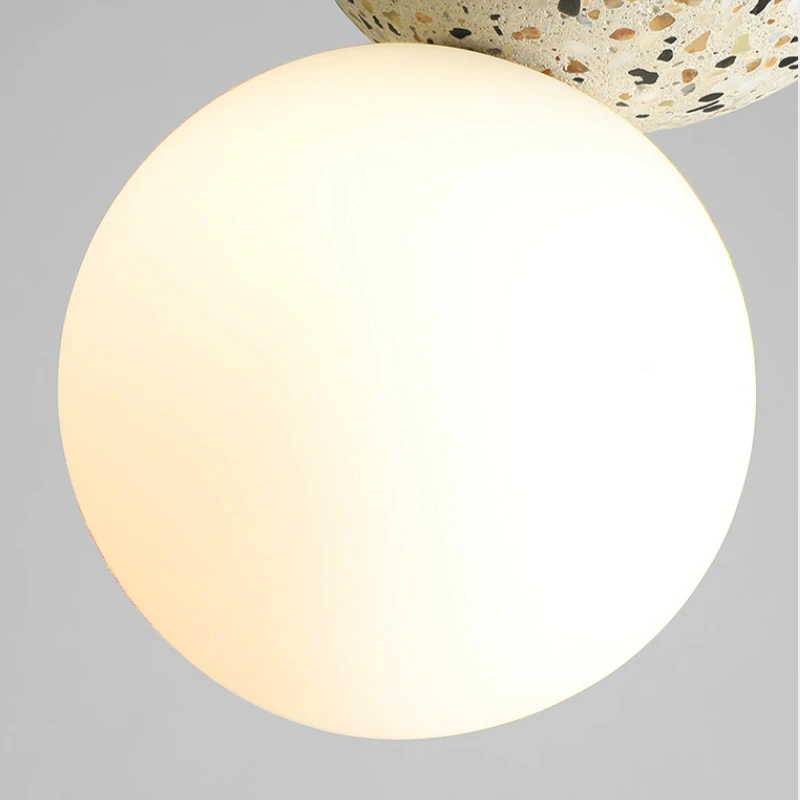 Stone Pendant Light Fixture Bedroom Bedside Restaurant Hanging Lamp Terrazzo Lighting Decoration Modern Glass Cement Bathroom