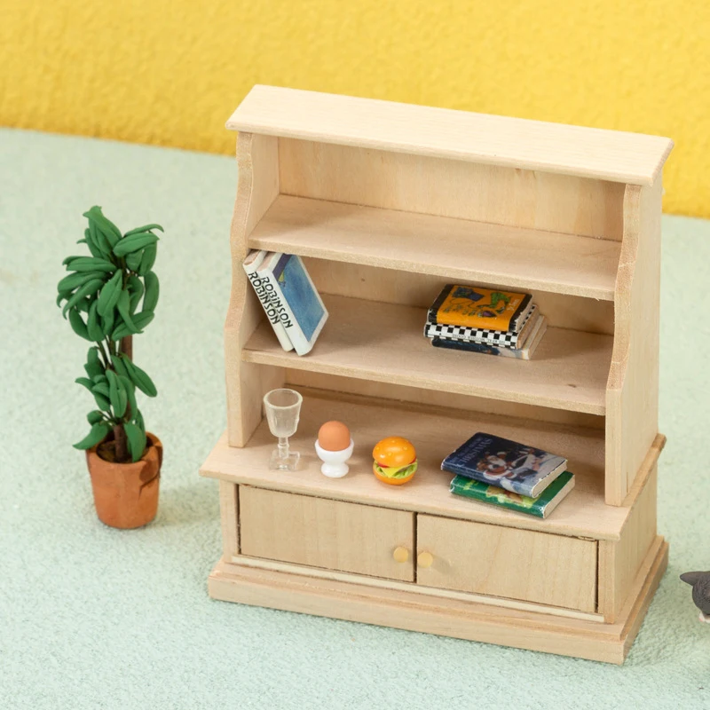 1:12 Dollhouse Miniature Bookcase Locker Storage Cabinet Shelf Rack Furniture Model Study Living Room Decor Bookcase Storage