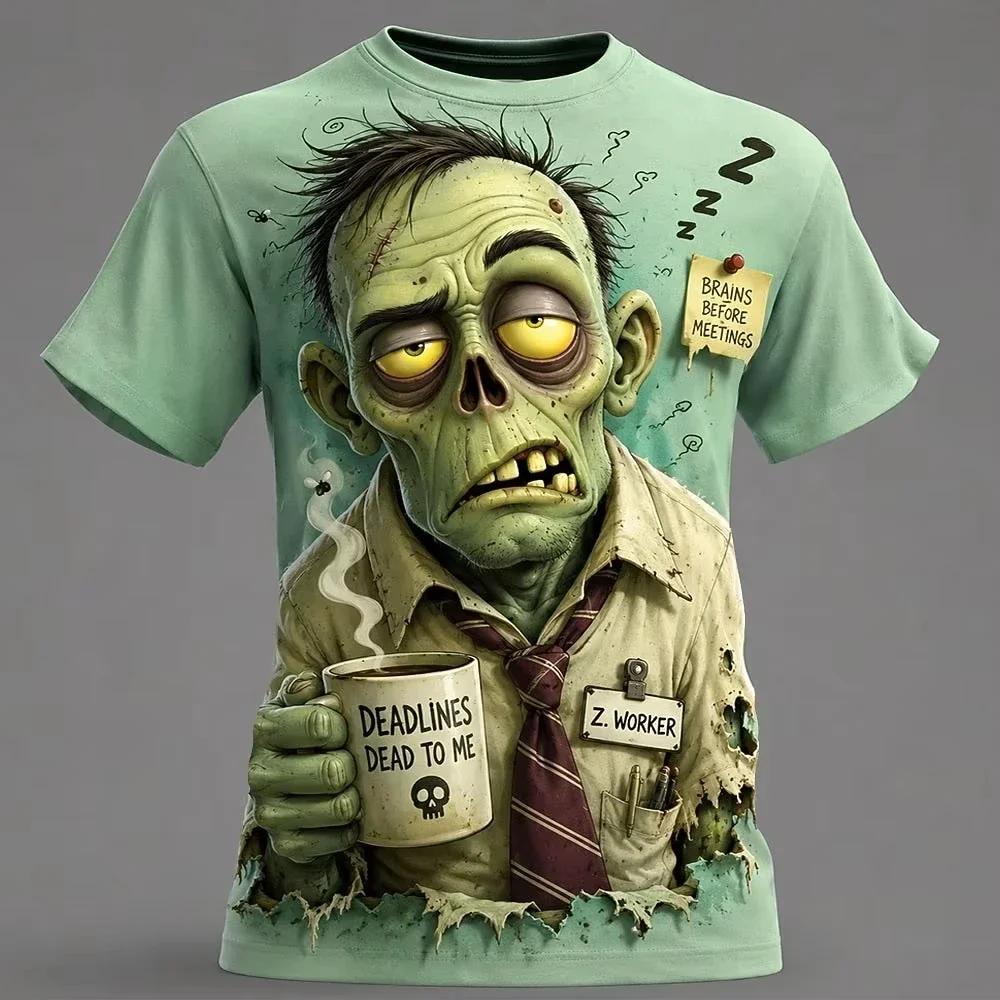 2026 Men's Funny Zombies Mummy Print Short Sleeve T-Shirt Fashion Cool Party Daily T Shirt Casual Tops